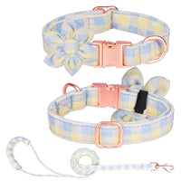 HKM-622419 Customizable Cotton Pet Collar and Leash Set in Various Colors and Patterns