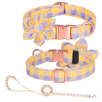 HKM-622419 Customizable Cotton Pet Collar and Leash Set in Various Colors and Patterns