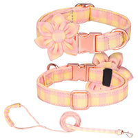 HKM-622419 Customizable Cotton Pet Collar and Leash Set in Various Colors and Patterns