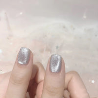 HKM-150611 Moonstone Silver White Cat Eye Gel Nail Polish - Smoothie Texture, 10g/ml, Ice Transparent Finish