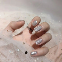 HKM-150611 Moonstone Silver White Cat Eye Gel Nail Polish - Smoothie Texture, 10g/ml, Ice Transparent Finish