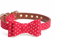 HKM-523795 Polka Dot Triangle Scarf and Leash Set for Pets - Adjustable PU Dog Accessories in Black, White, Red, Yellow