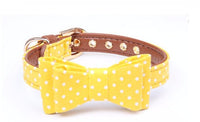 HKM-523795 Polka Dot Triangle Scarf and Leash Set for Pets - Adjustable PU Dog Accessories in Black, White, Red, Yellow