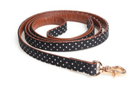 HKM-523795 Polka Dot Triangle Scarf and Leash Set for Pets - Adjustable PU Dog Accessories in Black, White, Red, Yellow