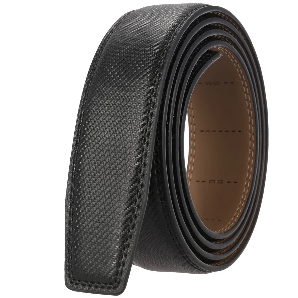 HKM-426643 Automatic Ratchet Strap Belt for Men - Split Leather Cowhide Design Without Buckle