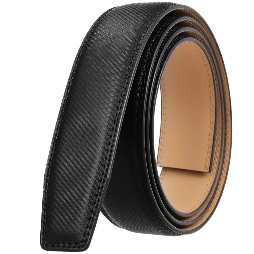 HKM-426643 Automatic Ratchet Strap Belt for Men - Split Leather Cowhide Design Without Buckle