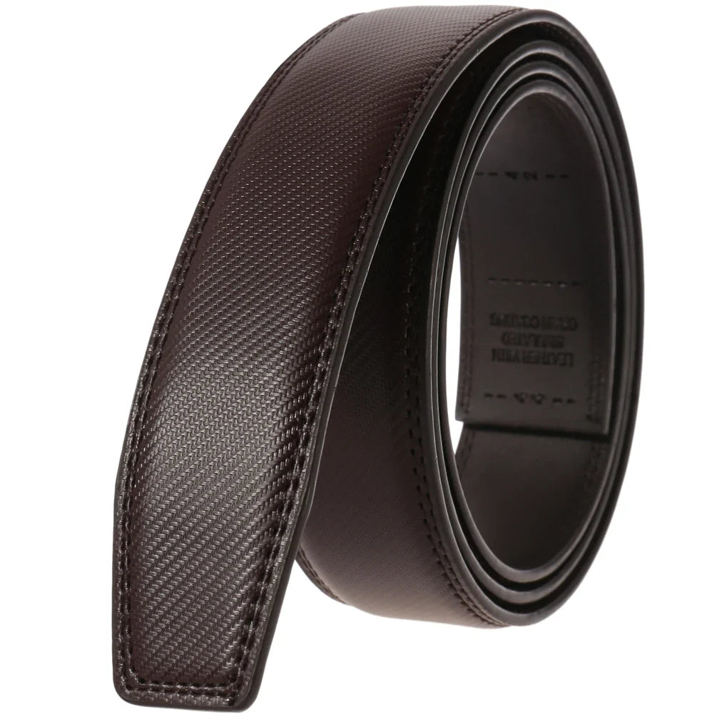 HKM-426643 Automatic Ratchet Strap Belt for Men - Split Leather Cowhide Design Without Buckle