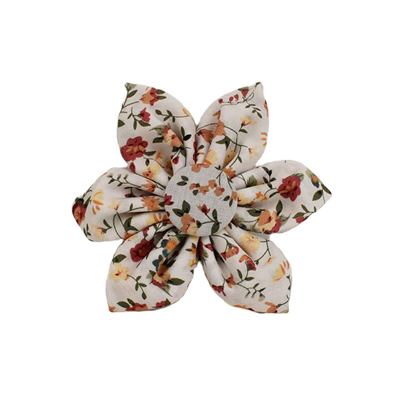 HKM-588499 Small White Flower Dog Collar and Leash Set with Bow and Vest - Five-Piece Accessory Collection