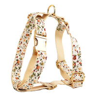 HKM-588499 Small White Flower Dog Collar and Leash Set with Bow and Vest - Five-Piece Accessory Collection