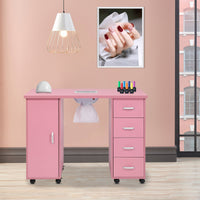 HKM-182227 MDF Nail Art Table with 4 Removable Drawers and Fan, Professional Design for Salons and Spas