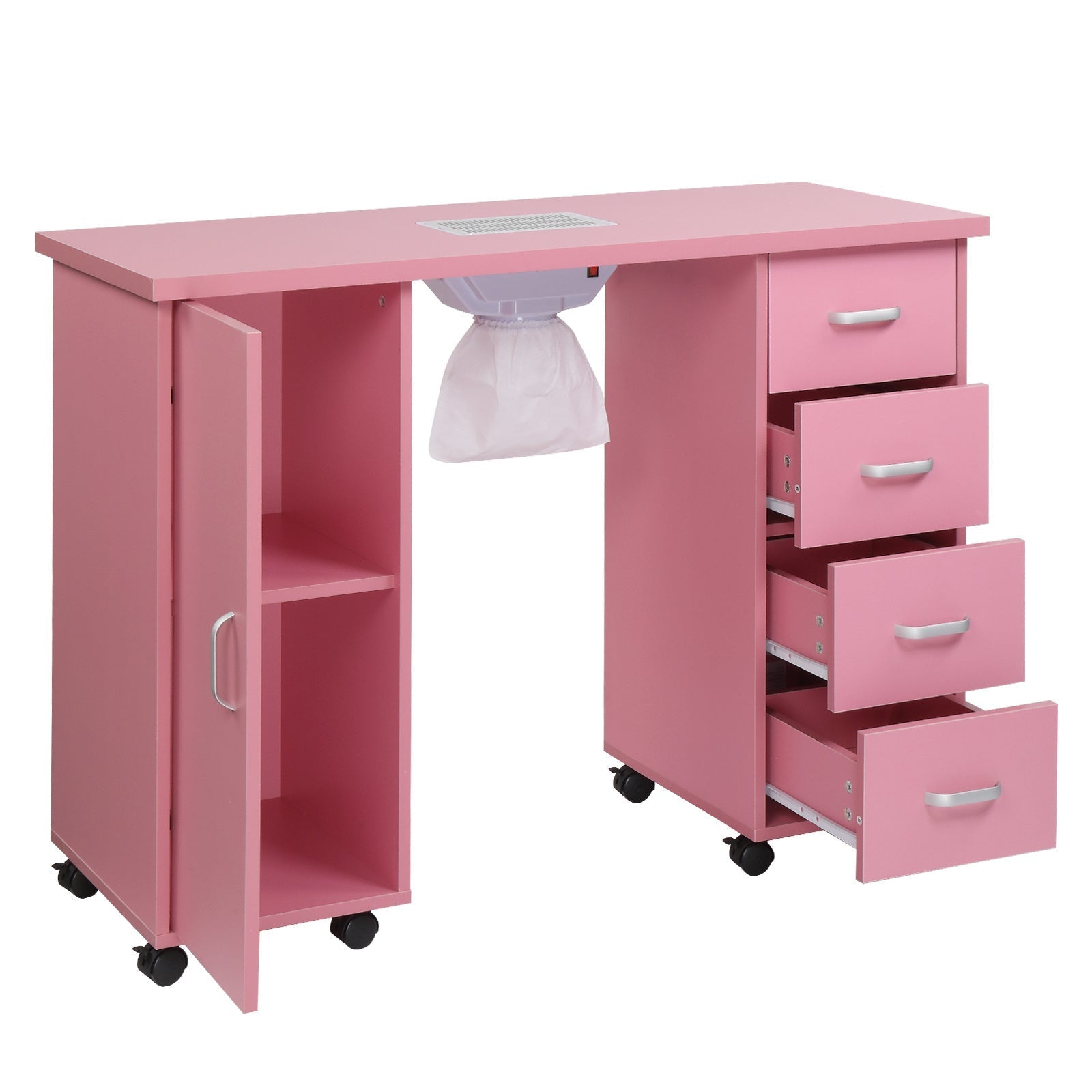 HKM-182227 MDF Nail Art Table with 4 Removable Drawers and Fan, Professional Design for Salons and Spas