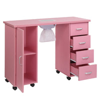 HKM-182227 MDF Nail Art Table with 4 Removable Drawers and Fan, Professional Design for Salons and Spas