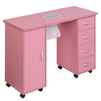 HKM-182227 MDF Nail Art Table with 4 Removable Drawers and Fan, Professional Design for Salons and Spas
