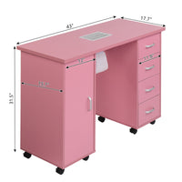 HKM-182227 MDF Nail Art Table with 4 Removable Drawers and Fan, Professional Design for Salons and Spas