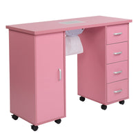 HKM-182227 MDF Nail Art Table with 4 Removable Drawers and Fan, Professional Design for Salons and Spas