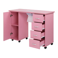 HKM-182227 MDF Nail Art Table with 4 Removable Drawers and Fan, Professional Design for Salons and Spas