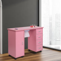 HKM-182227 MDF Nail Art Table with 4 Removable Drawers and Fan, Professional Design for Salons and Spas