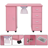 HKM-182227 MDF Nail Art Table with 4 Removable Drawers and Fan, Professional Design for Salons and Spas
