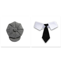 HKM-796819 Gentleman Cat Beret and Tie Photo Props for Adult Cats
