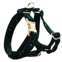 HKM-209939 Stylish Velvet Fabric Dog Collar with Leash, Bow Knot, Flower, Vest, and Poop Bag