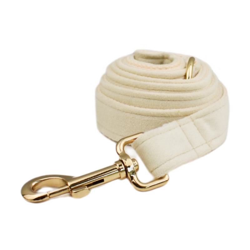 HKM-209939 Stylish Velvet Fabric Dog Collar with Leash, Bow Knot, Flower, Vest, and Poop Bag