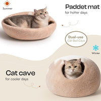 HKM-903635 Handcrafted Wool Cat Cave Bed - Cozy Felt Hideaway for Indoor Cats & Kittens, Grey, Medium Size