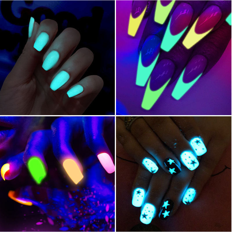 HKM-344915 Luminous Powder Set - 12 Color Nail Art Glitter for Creative Designs