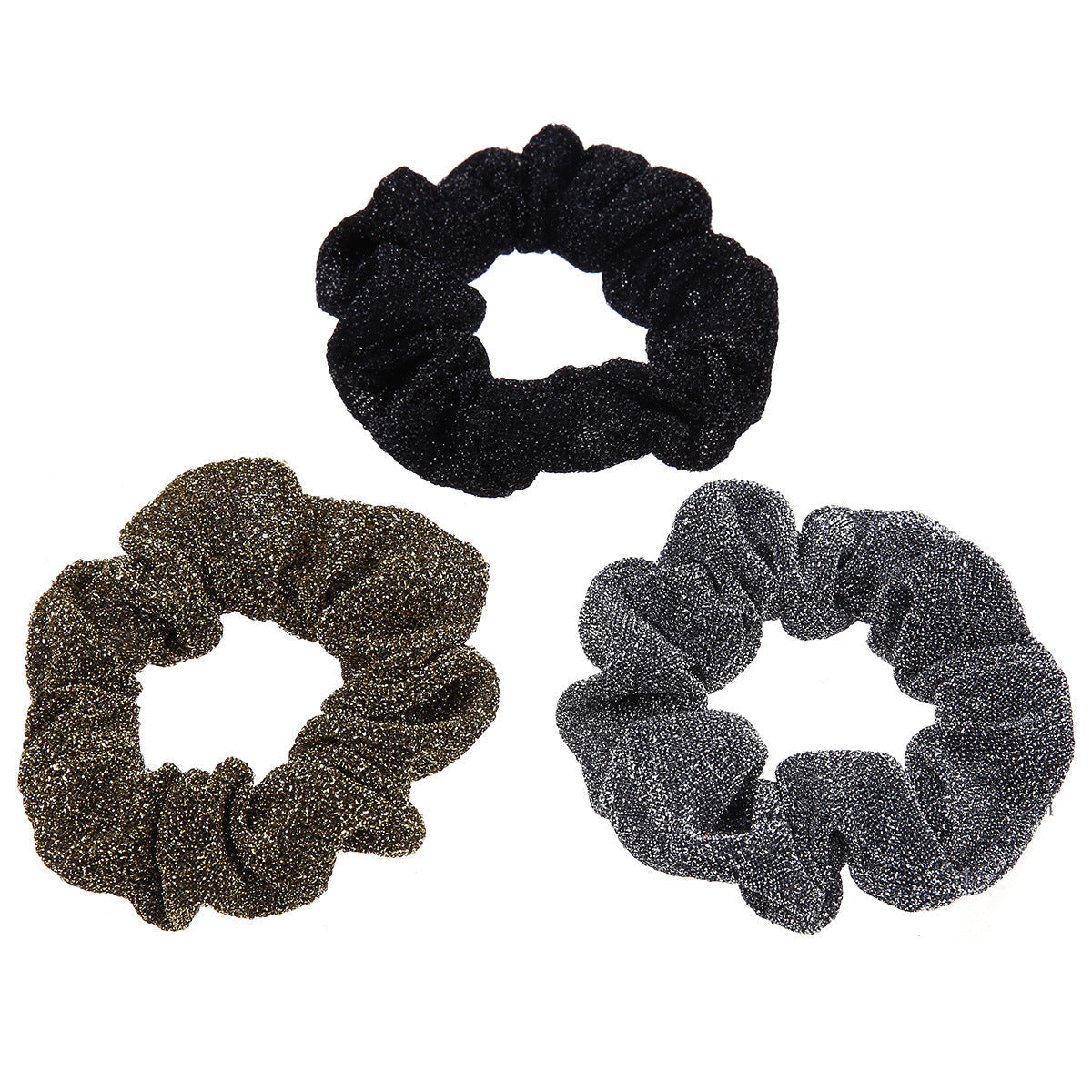 HKM-610771 Glittering Large Intestine Headband for Women - Soft Cloth Hair Accessory in Blue, Black, Gray, Dark Coffee, Beige, and Rose Red