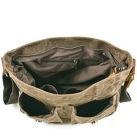HKM-631315 Trendy Business Casual Canvas Messenger Bag with Genuine Leather Accents for Men