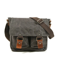 HKM-631315 Trendy Business Casual Canvas Messenger Bag with Genuine Leather Accents for Men