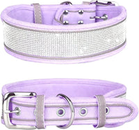 HKM-997203 Suede Reflective Dog Collar with Soft Comfort Hand-Holding Rope in Multiple Rhinestone Styles