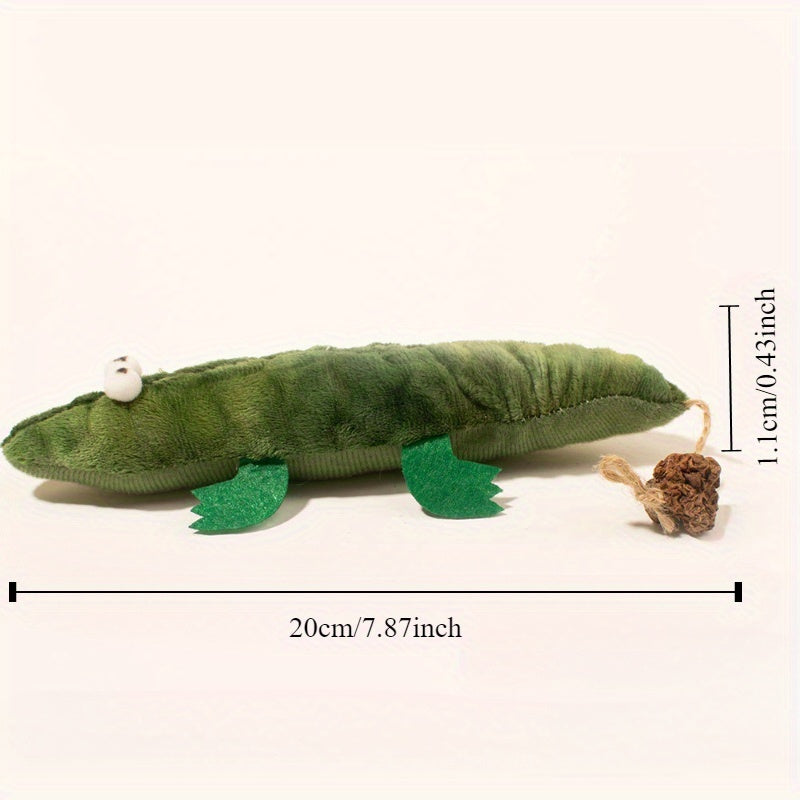 HKM-321235 Durable Plush Alligator Catnip Toy with Peppermint Scent for Stress Relief and Oral Care