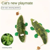 HKM-321235 Durable Plush Alligator Catnip Toy with Peppermint Scent for Stress Relief and Oral Care