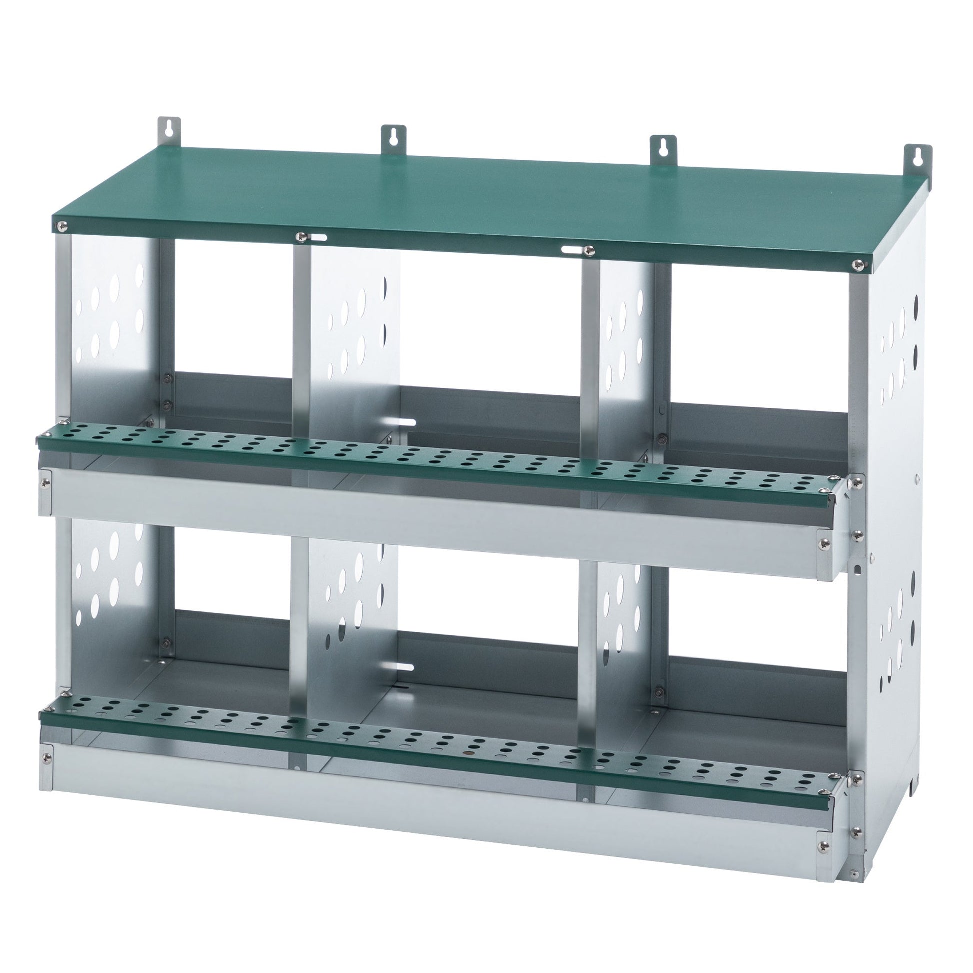HKM-957139 Roll Away 6 Compartment Chicken Nesting Box with Easy Egg Collection and Cleaning System, Green