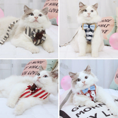 HKM-815571 Adjustable Polyester Cat Harness with Leash - Available in Multiple Colors and Sizes