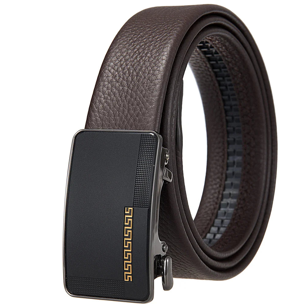 HKM-833363 Men's Simple Automatic Buckle First Layer Leather Belt - Model LY36-25641-5