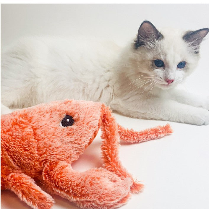 HKM-746067 Electric Jumping Shrimp Plush Toy – USB Rechargeable Interactive Cat Toy with Three Swing Modes