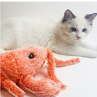 HKM-746067 Electric Jumping Shrimp Plush Toy – USB Rechargeable Interactive Cat Toy with Three Swing Modes