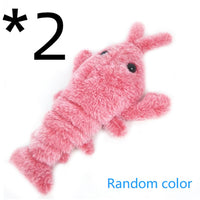 HKM-746067 Electric Jumping Shrimp Plush Toy – USB Rechargeable Interactive Cat Toy with Three Swing Modes