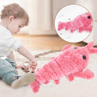 HKM-746067 Electric Jumping Shrimp Plush Toy – USB Rechargeable Interactive Cat Toy with Three Swing Modes