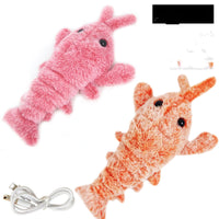HKM-746067 Electric Jumping Shrimp Plush Toy – USB Rechargeable Interactive Cat Toy with Three Swing Modes