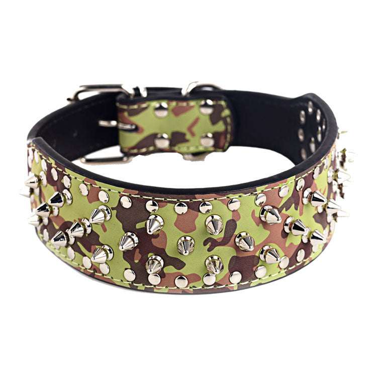 HKM-536147 Punk Rivet Design Large Dog Collar in Various Colors and Sizes