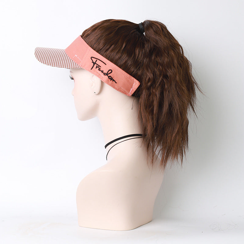 HKM-051411 Long Black Wig with Baseball Hat - Matte High Temperature Silk, Detachable Frame, 35CM Horsetail Length