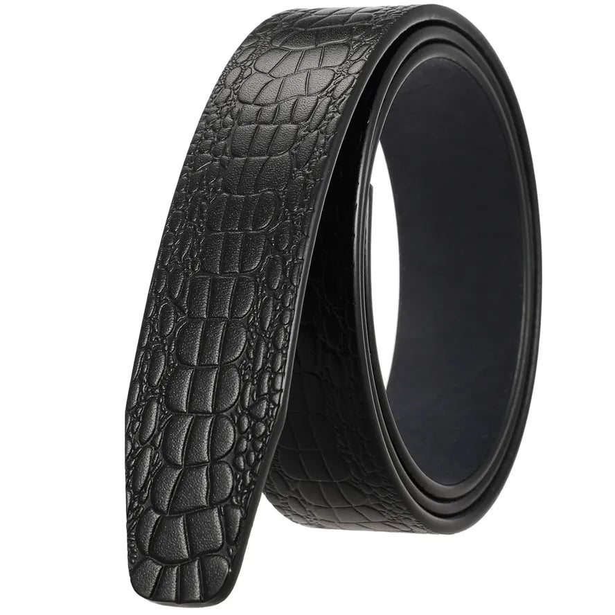 HKM-519187 Men's Cowhide Leather Belt with Crocodile Pattern - Classic Strap Design