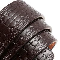 HKM-519187 Men's Cowhide Leather Belt with Crocodile Pattern - Classic Strap Design
