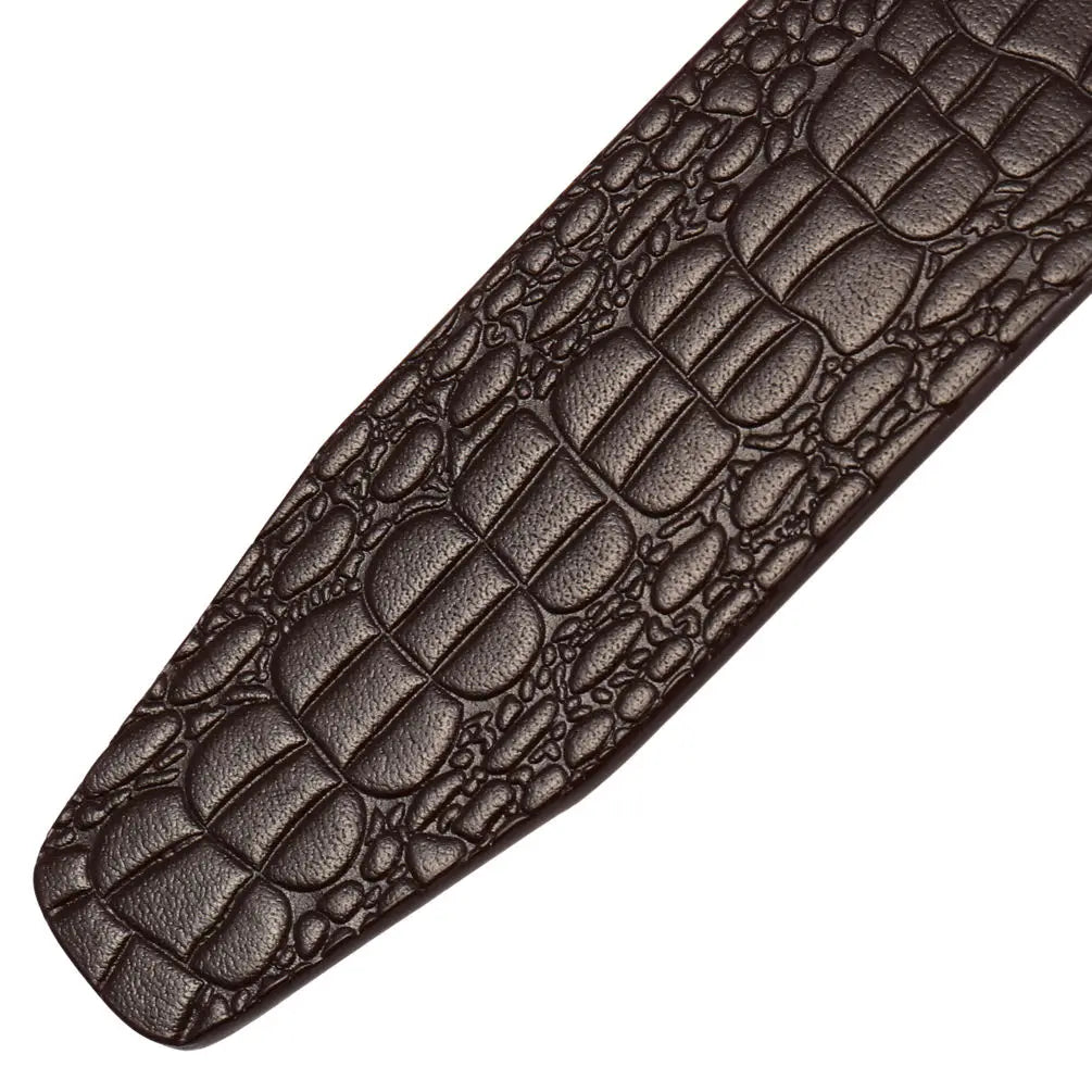 HKM-519187 Men's Cowhide Leather Belt with Crocodile Pattern - Classic Strap Design