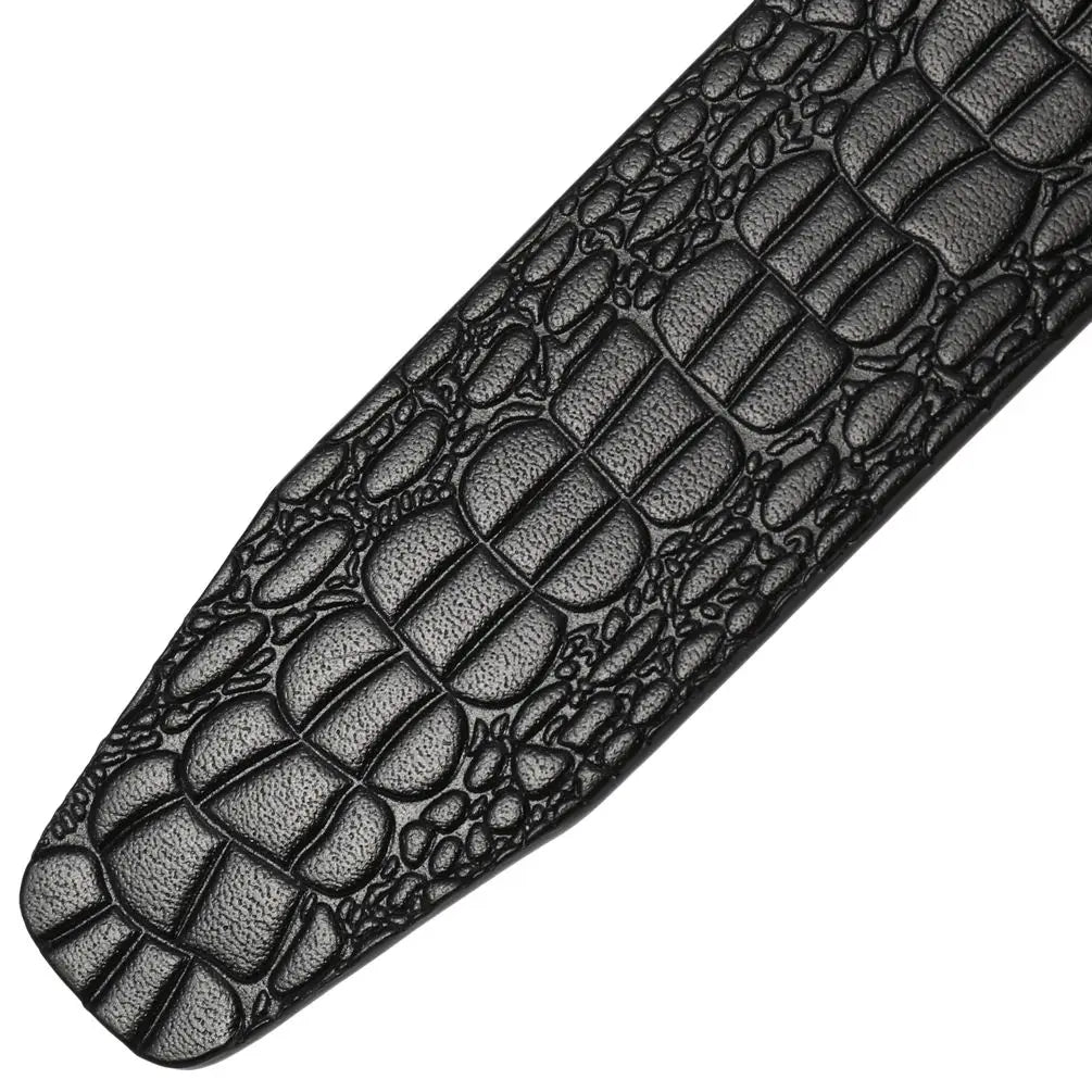 HKM-519187 Men's Cowhide Leather Belt with Crocodile Pattern - Classic Strap Design