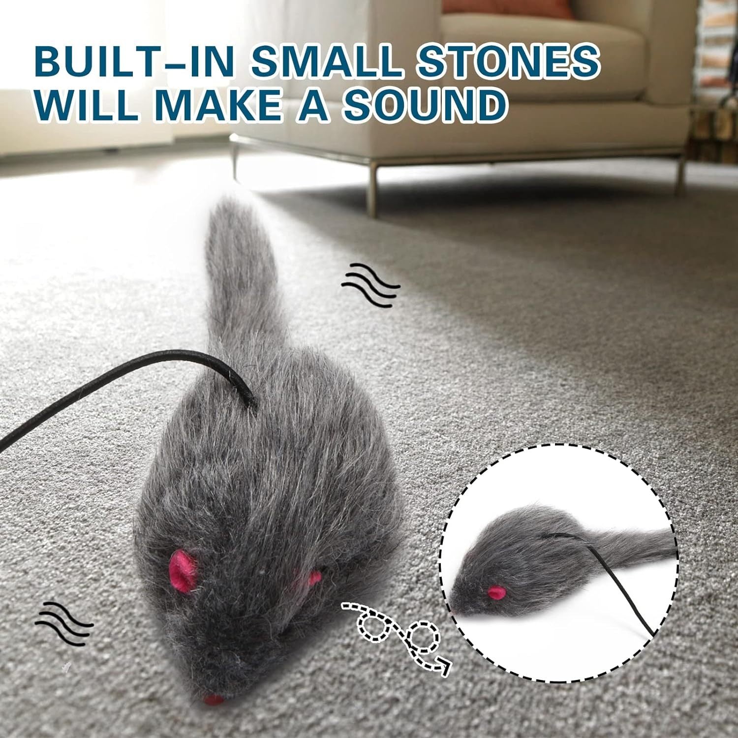 HKM-547155 Interactive Feather Cat Teaser Toy - Adjustable Hanging Play Accessory for Indoor Cats and Kittens