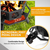 HKM-697171 35in Octagonal Foot Pedal Brazier with Pentagram Design in Wrought Iron Finish