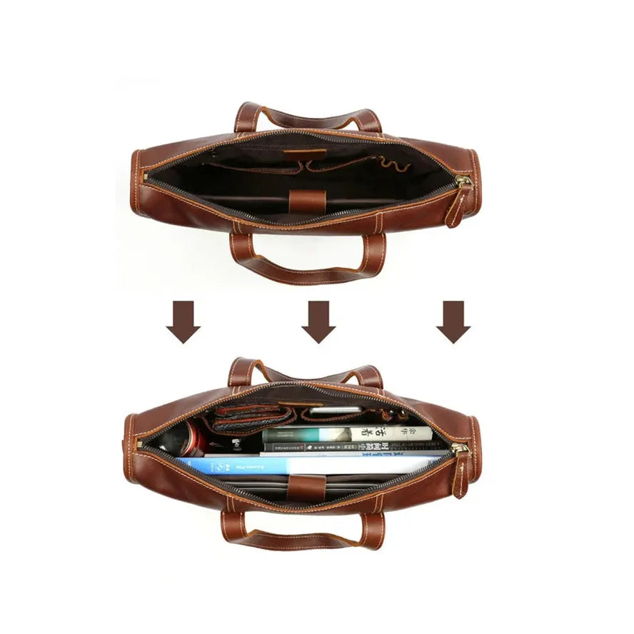 KTX-564819 Men's Retro Leather Messenger Bag for Casual and Business Use